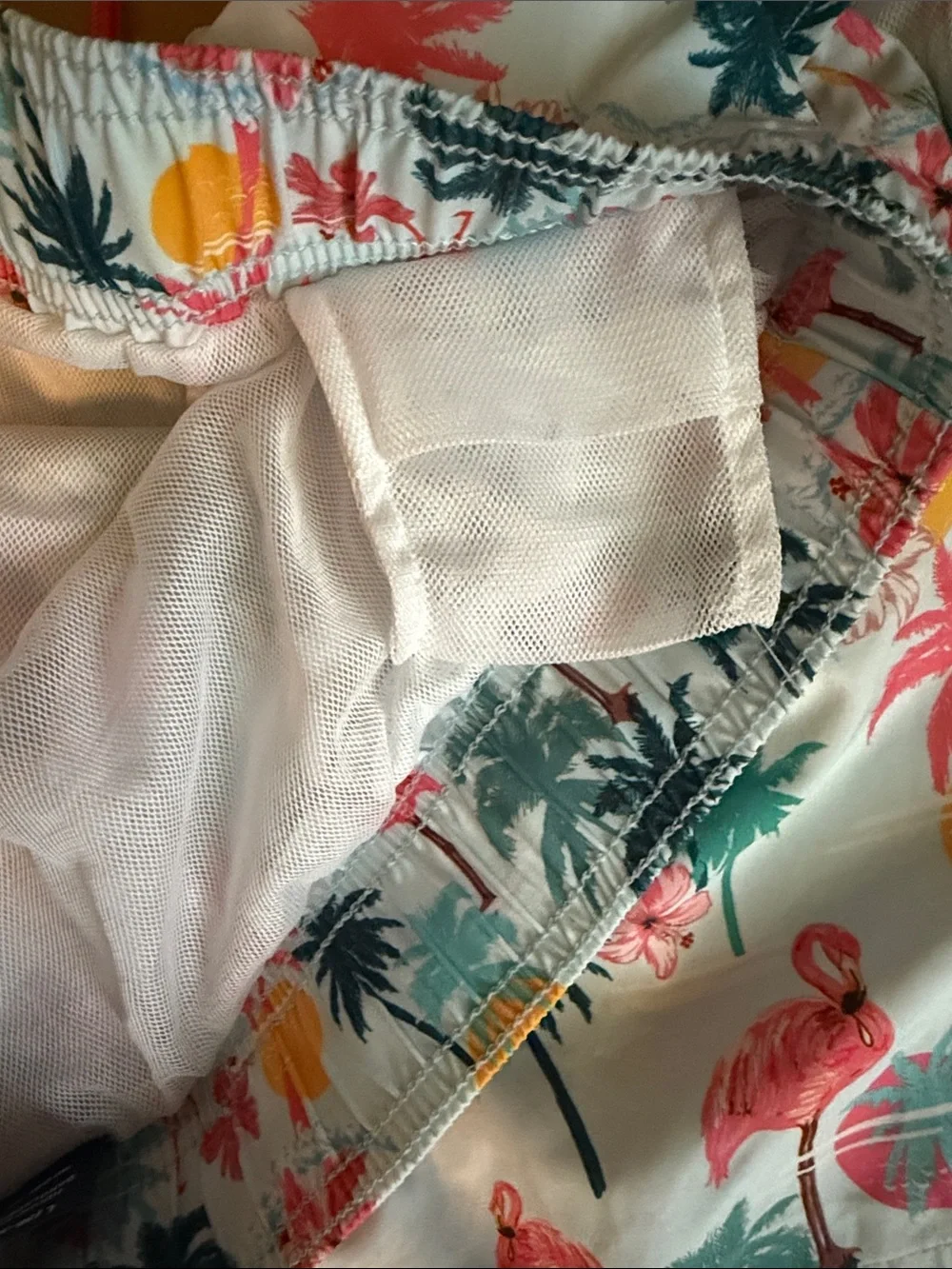 Men's Tropical Flamingo Swim Shorts - White/Multi sz 36/38